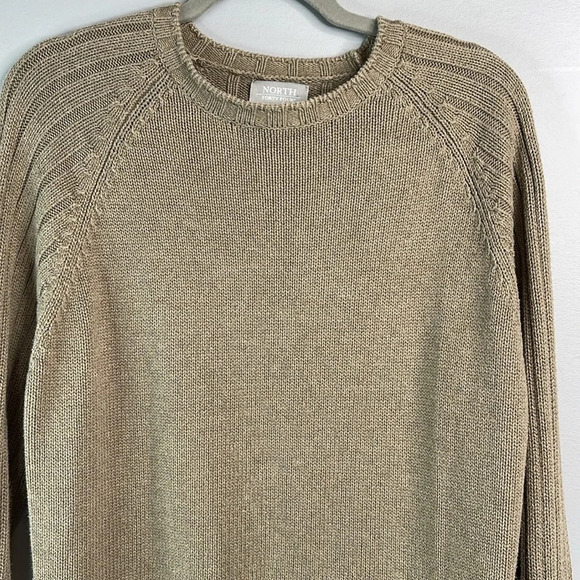VINTAGE 80s North Forty Four Men’s Taupe Cotton Sweater Rib Sleeves Crewneck M - Picture 3 of 11